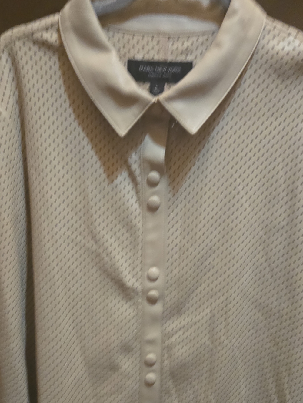 Cream Perforated Leatherette Textured Button-Front Jacket